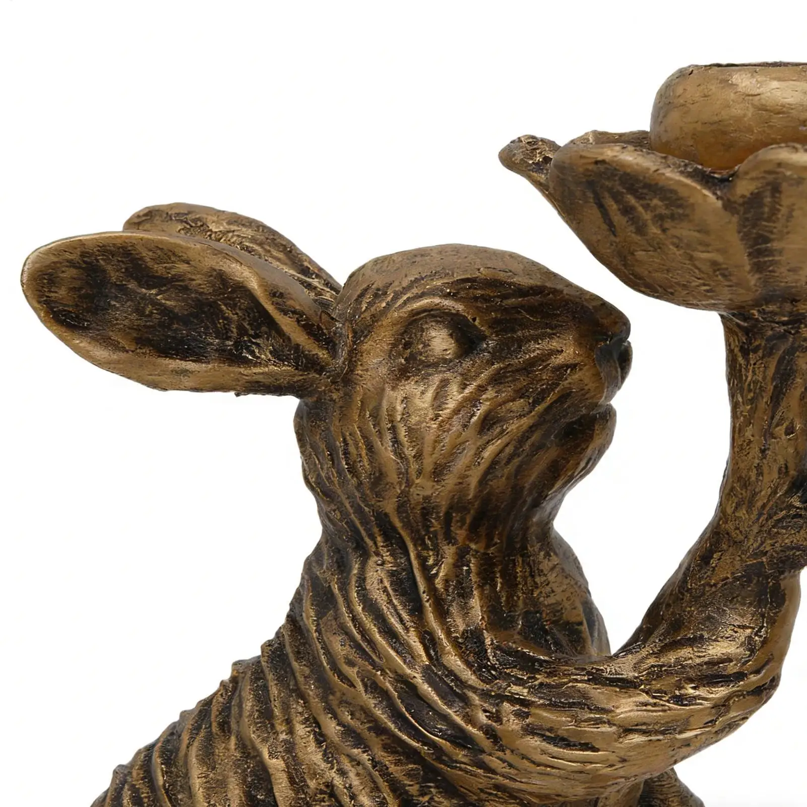 

Подсвечники из античной бронзы с дизайном в виде кролика, из смолы, для декора обеденного стола, подсвечники для Пасхи, для дома, комнаты, камина, на полку