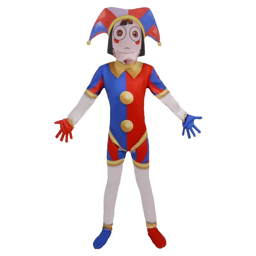 Pomni Cosplay Costume Anime The Amazing Digital Circus Bodysuit for Kids Adult Clown Halloween Christmas Party Funny Outfits