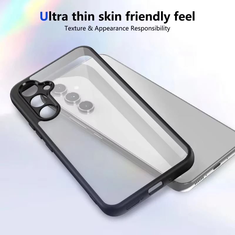 Simple transparent phone case made of acrylic TPU 2-in-1 anti drop phone protective case suitable for Samsung M55 M35 M15 M05 - náhled 2
