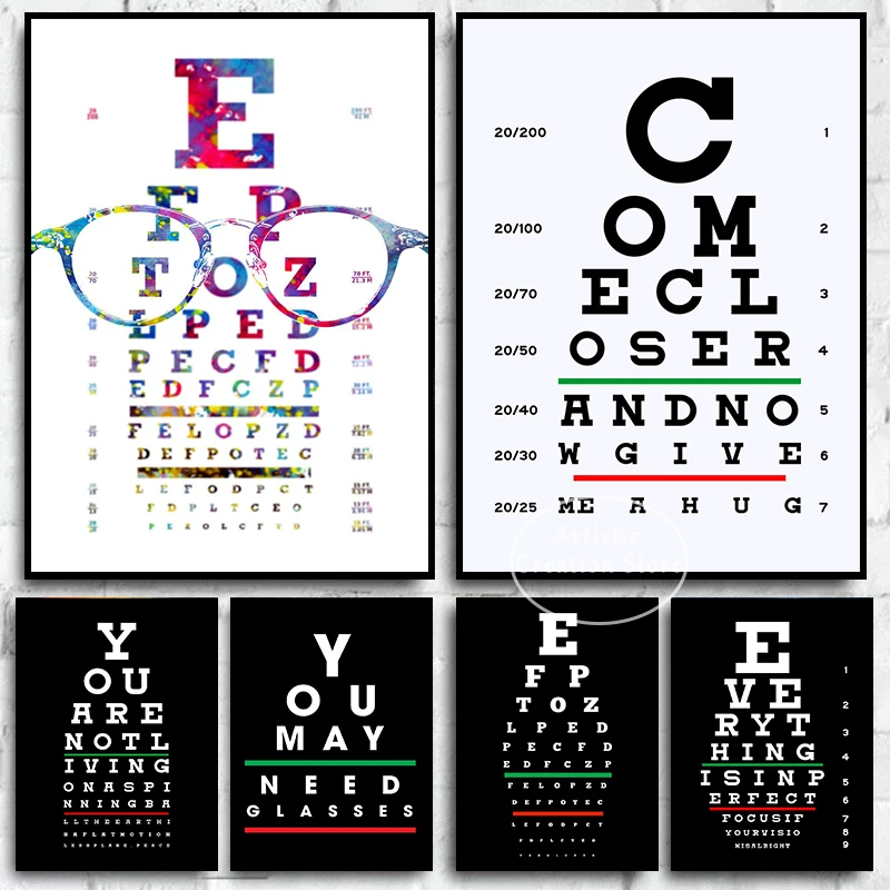 Tables Visual Acuity Eye Exam Chart Test Posters Prints Canvas Painting Wall Art Picture for Hospital Bedroom Nordic Home Decor