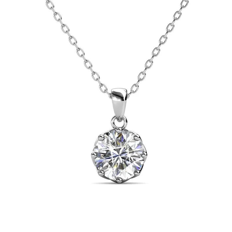 

Daisini модное ожерелье круглой огранки 8 мм с геометрическим кулоном уникальный дизайн из стерлингового серебра 925 пробы с кристаллами Сваровски для женщин