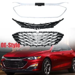 For Chevrolet Malibu 2019-2023 Front Bumper Upper Lower Grill Grille Chrome 3PCS Air Intake Grille Car Accessories