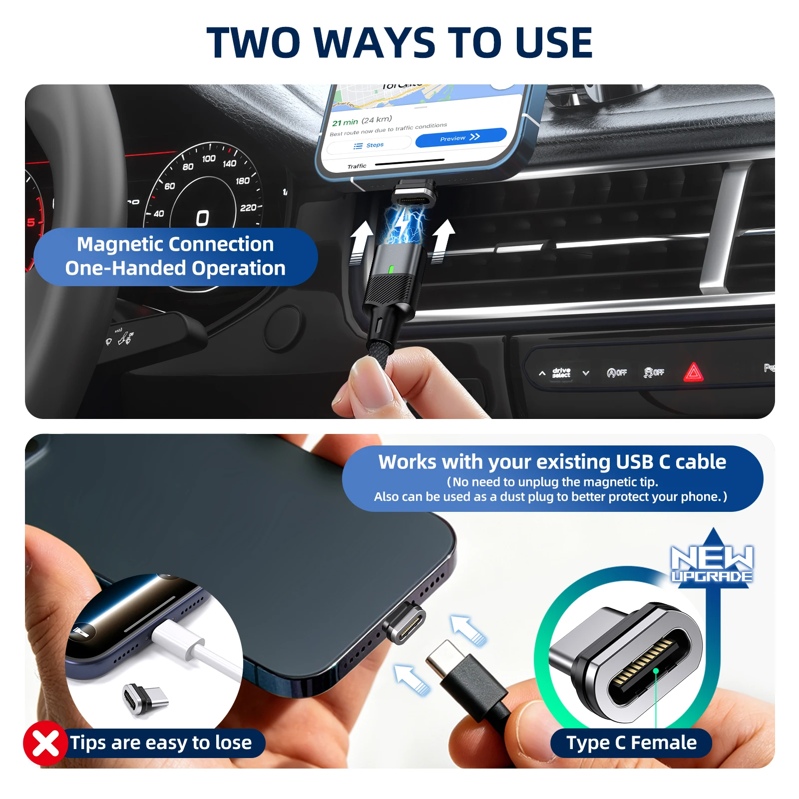 240W Magnetic Fast Charging Cable 2 in 1 USB C to Type C Charger Cable For iPhone 17 16 Samsung Huawei Xiaomi Redmi Laptop view 6