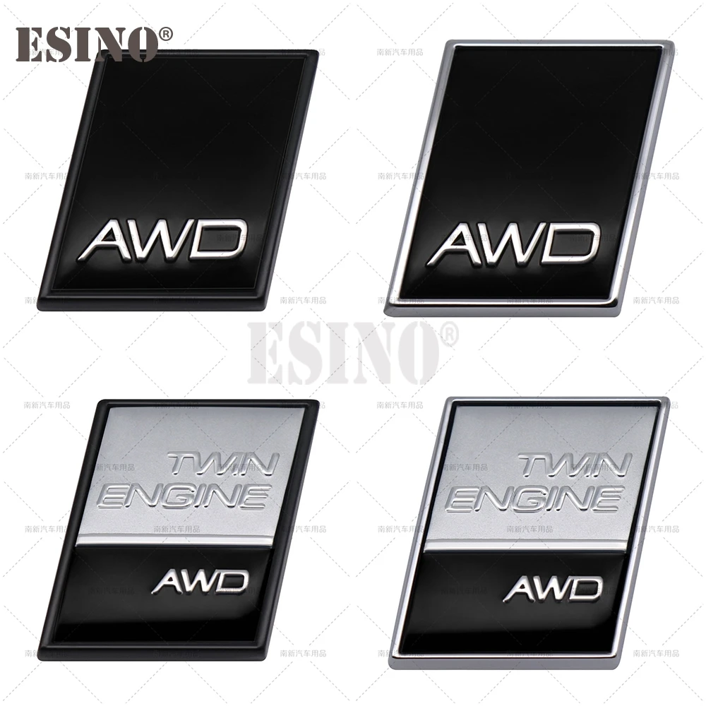 3D AWD Twin Engine AWD Metal Adhesive Rear Trunk Emblem Badge Sticker for Volvo XC40 XC60 XC70 XC90 V40 V60 V90 S40 S60 S80 S90