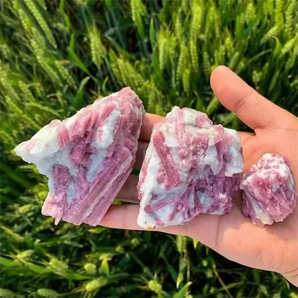 Wholesale Hot Sale Natural Gemstone Crystal Healing Stones Rough Red Tourmaline Specimen  Pink Raw Stone Crystal Crafts view 3