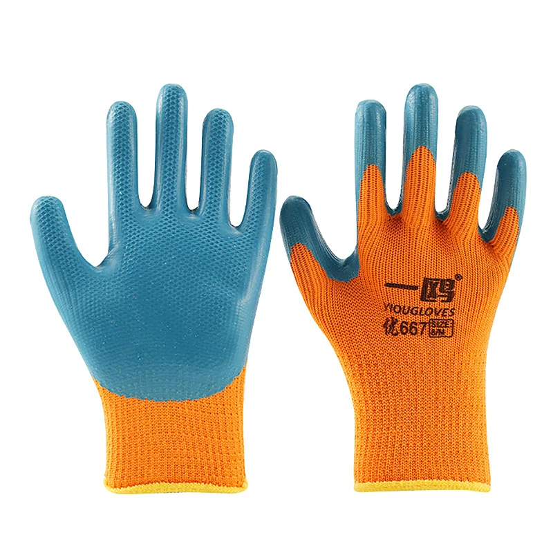 Winter Verdikte En Fluwelen Band Rubber Slijtvaste Anti-Slip Bouwplaats Arbeidsbescherming Handschoenen Bouw Handschoenen