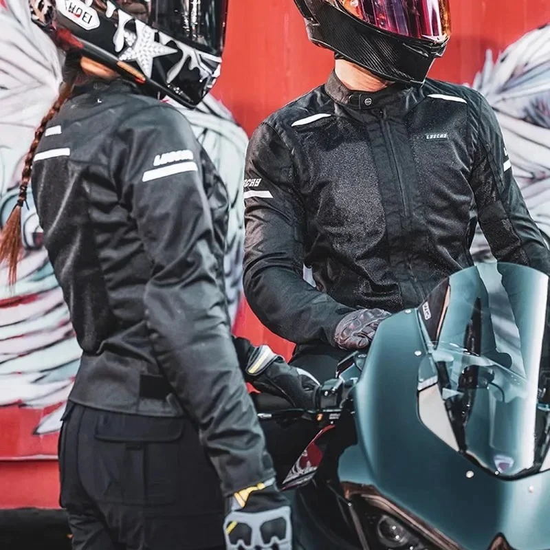 

LYSCHY Motorcycle Jacket Summer Mesh Breathable Reflective Motorbike Jacket Men Women CE2 Level Motocross Jacket Riding Clothing