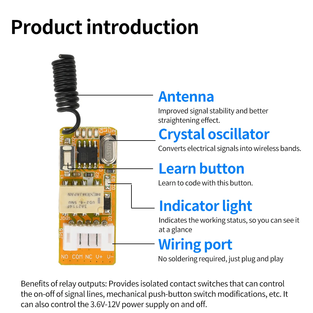 DC 3.7-12V Mini Relé Interruptor De Controle Remoto Sem Fio Para Lâmpada LED 433Mhz Micro Receptor Transmissor Smart Home
