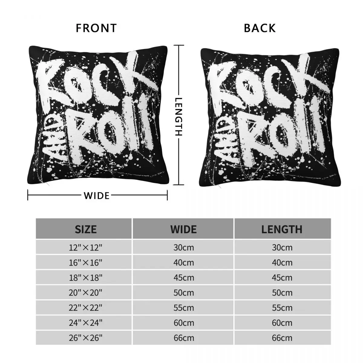 Rock And Roll Vintage Grunge Square Pillowcase Polyester Linen Velvet Printed Zip Decor Pillow Case Bed Cushion Cover