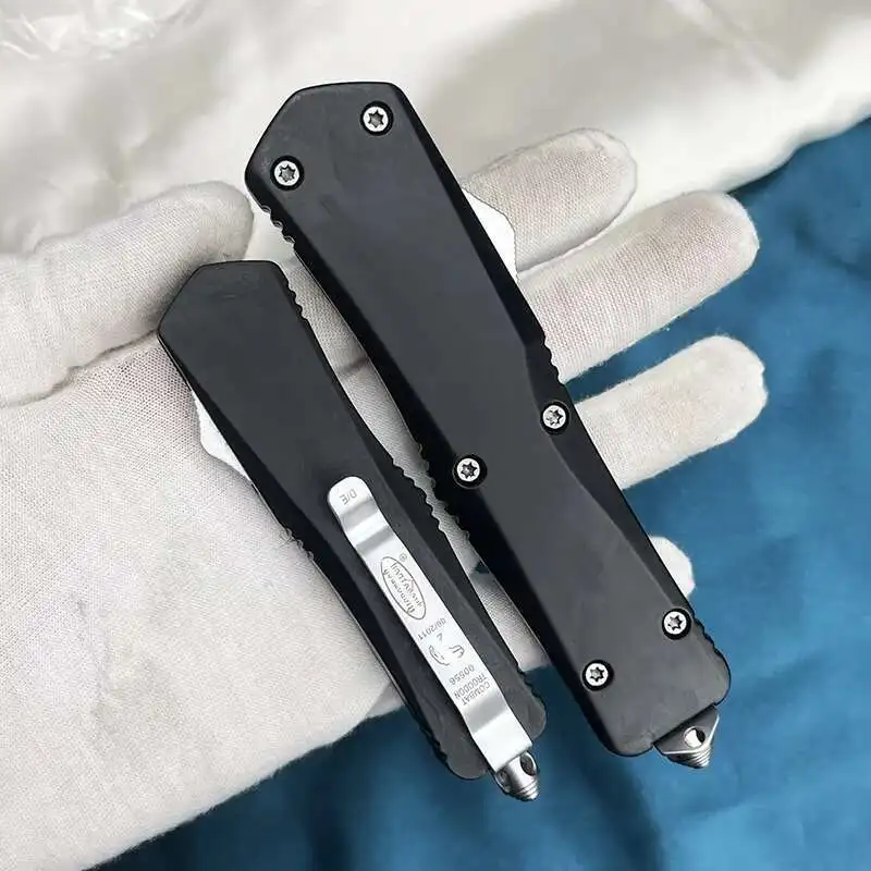 OTF Tech Troo Series Нож Боевой цинковый алюминиевый Micro EDC Тактический карманный нож для самообороны Черный двойной Edg Кемпинговый нож