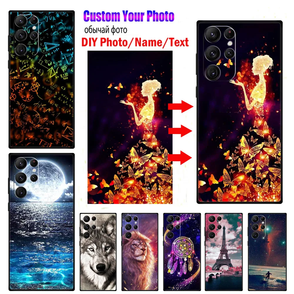 For Samsung Galaxy S23 Ultra Silicone Case A14 5G Customized Photo Name Cover For Samsung S23 Plus Phone Cases TPU DIY Pictures