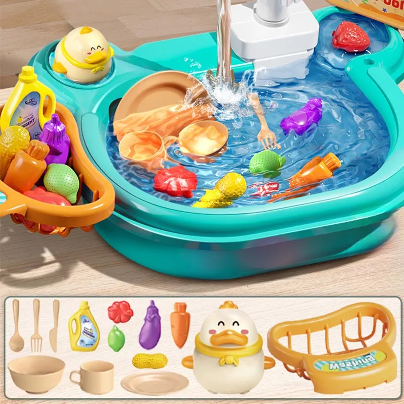 Kids Electric Dishwasher Household Kitchen Children\'s Kitchen Wash Basin Sink Kids Kitchen Set Toy For Boys Girls Kids Gifts