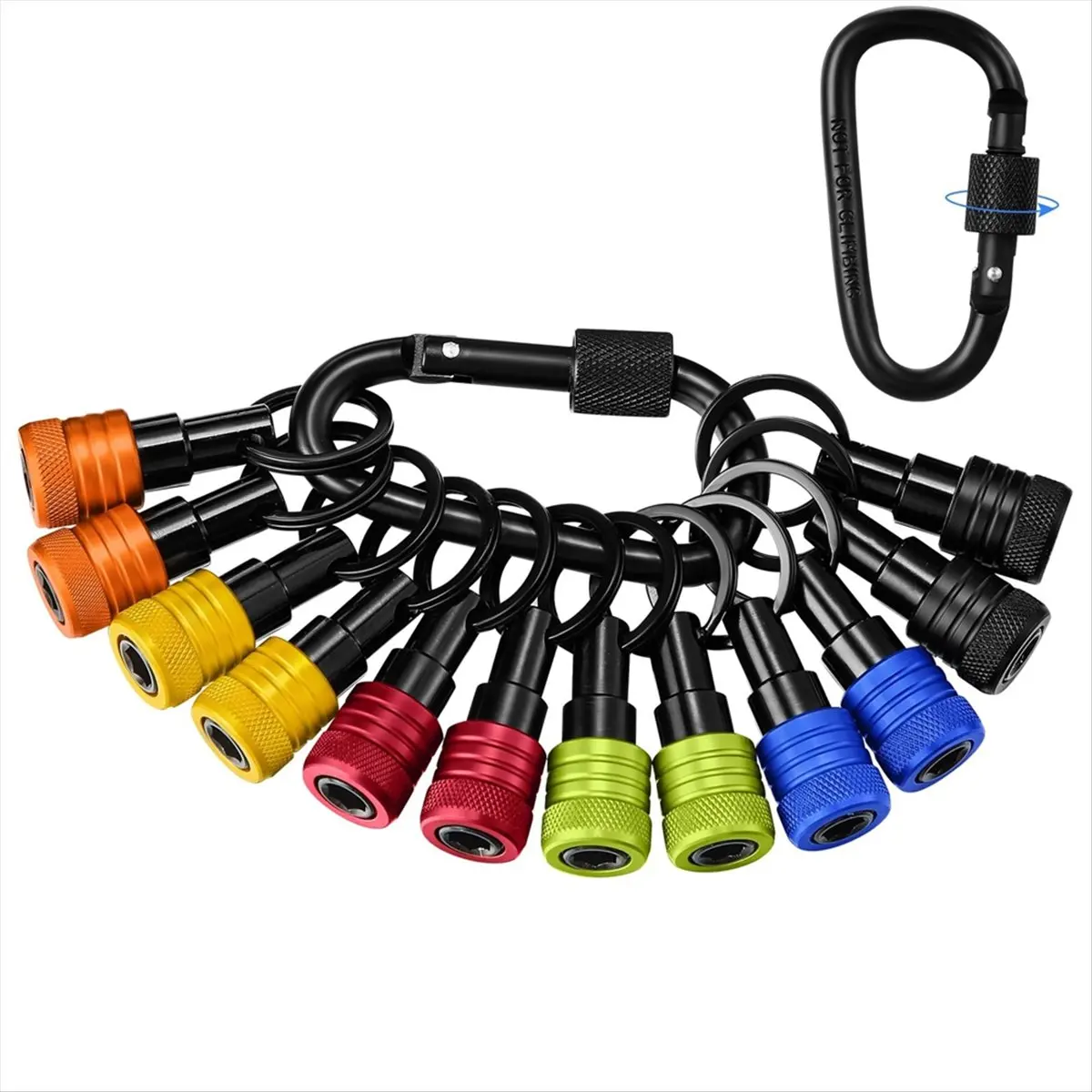 

AB08 12Pcs Bit Holder Key Chain 1/4Inch Bit Holder Hex Shank Screwdriver Portable Light-Weight Quick-Release Extension Bar