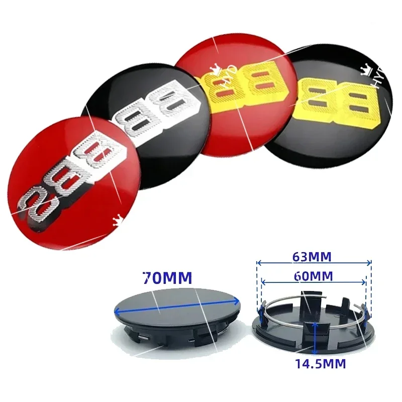 4pcs/Set 70mm Black Silver Red Gold Car Wheel Center Hub Caps Logo Badge for BBS Styling Trim Rim Cover Stickers Car Accessories