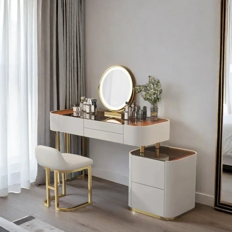 Luxury Mirror Elegance Economy Smooth Makeup Table Dressing Dressers Dresser Vanity Cabinet Economic Desk Bedroom Furniture Home