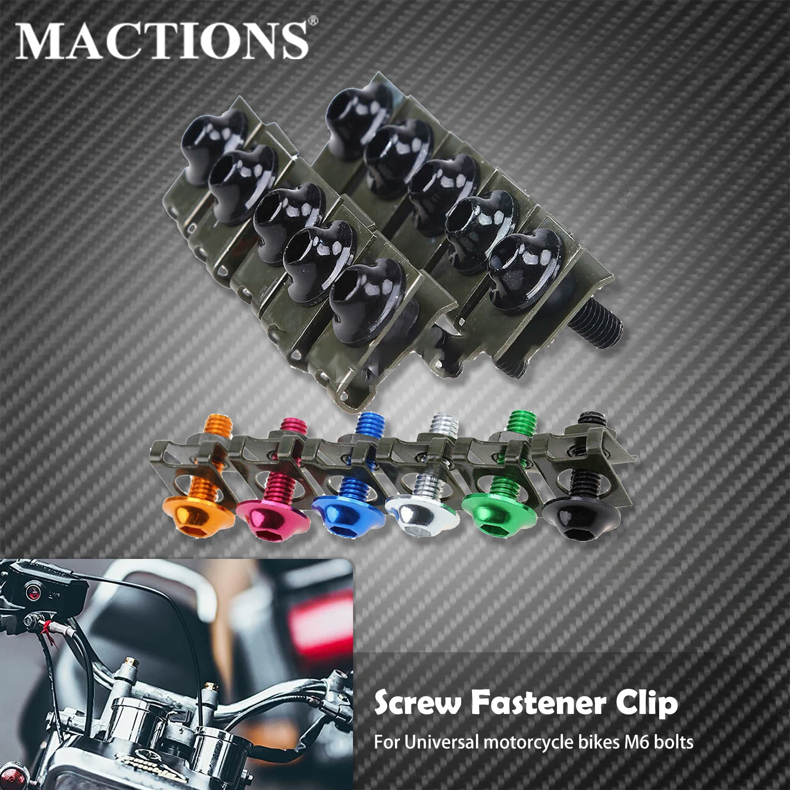 MACTIONS 10x 6mm Universal Motorcycle Fairing Body Bolts Scooter Nuts Bolts M6 Spire Speed Fastener Clips Screw Spring Bolts Nut