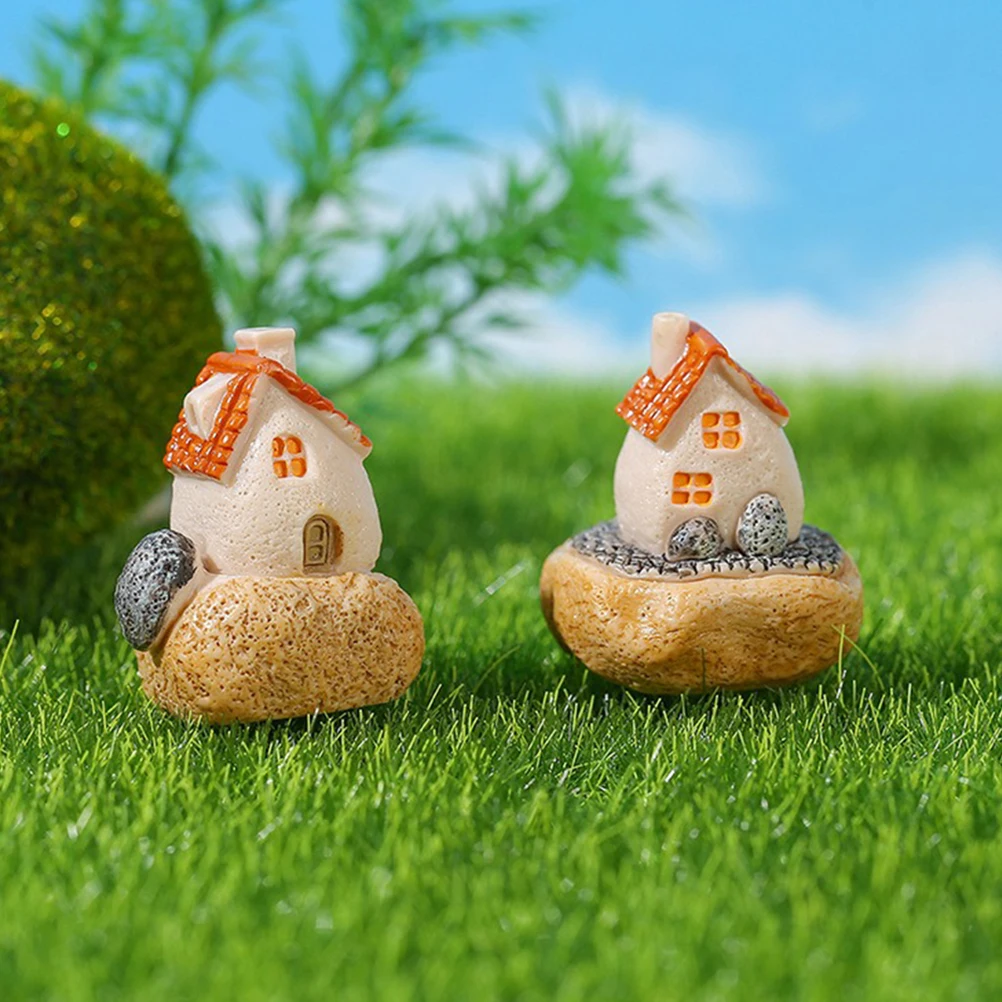 

3pcs Resin Micro Landscape Houses Miniature Fairy Houses Decorative Figurines For Mini Garden Bonsai Accessories Outdoor