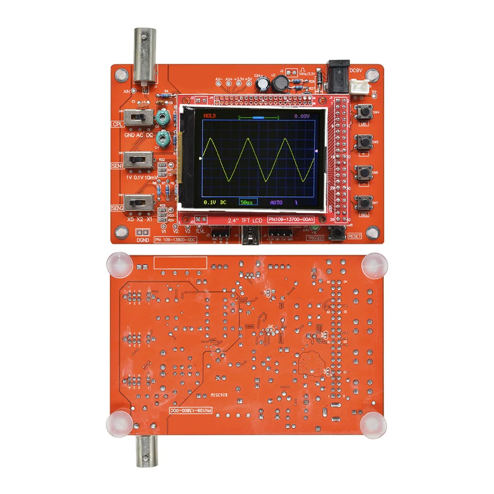 DS0138 Digital Oscilloscope 2.4 Inch TFT with LCD Display Alligator Probe Test Clip Fully Assembled for DIY Measuring Instrument