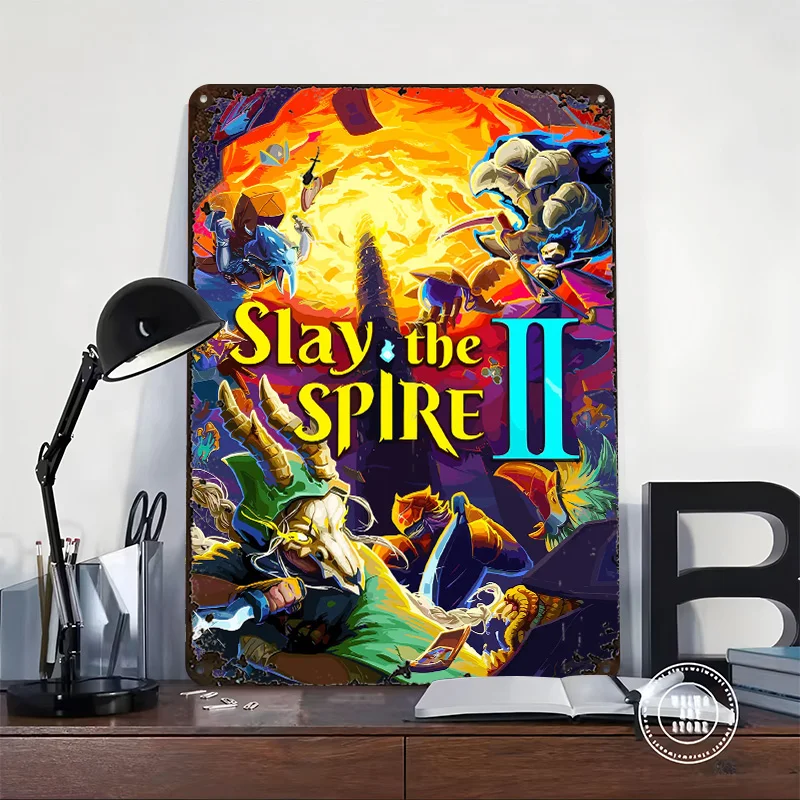 Slay the Spire II Game Art Printed Poster Customized Retro Wall Art Vintage Metal Tin Signs for Gaming Room Decoration Cozy Home