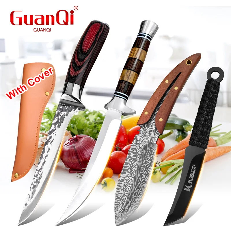 Küchenmesser mit Holzgriff, Edelstahl-Ausbeinmesser für Fleisch, Fisch, Filetieren, Schneiden von Obst, Scharfes Kochmesser-Werkzeug