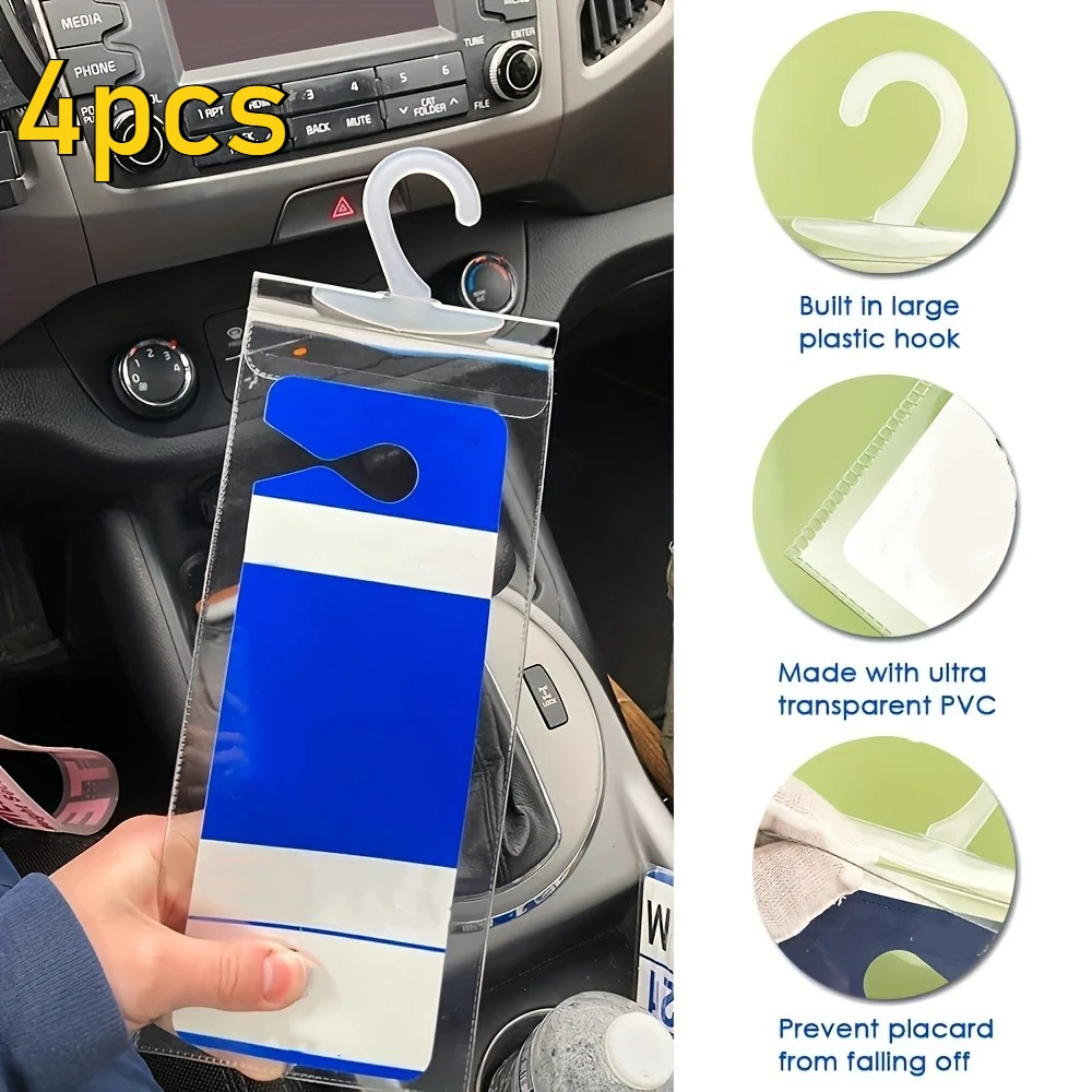 4pcs Protect your parking permit with our ultra-transparent stand and large hook protection bag