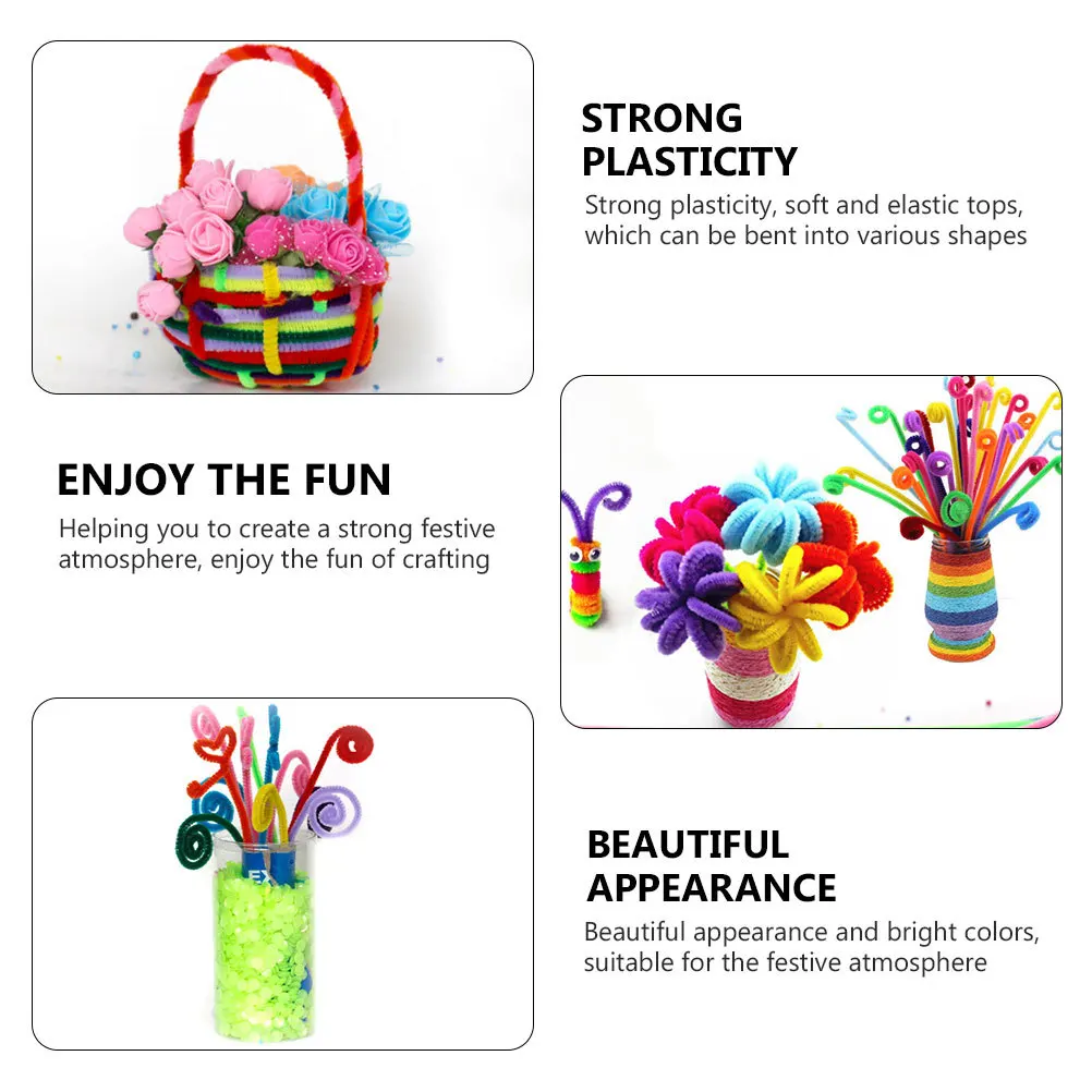 200 pièces Chenille matériel facile moulage artisanat bâtons à la main bricolage fournitures pour enfants noël créativité éducative