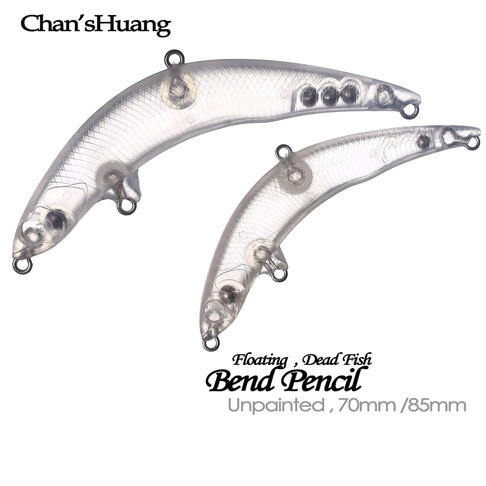 Chan’sHuang 20PCS Unpainted Blanks Bait 7cm/8.5cm Floating Rattles Pencil Bend Dead Fish DIY Artificial Fishing Lure