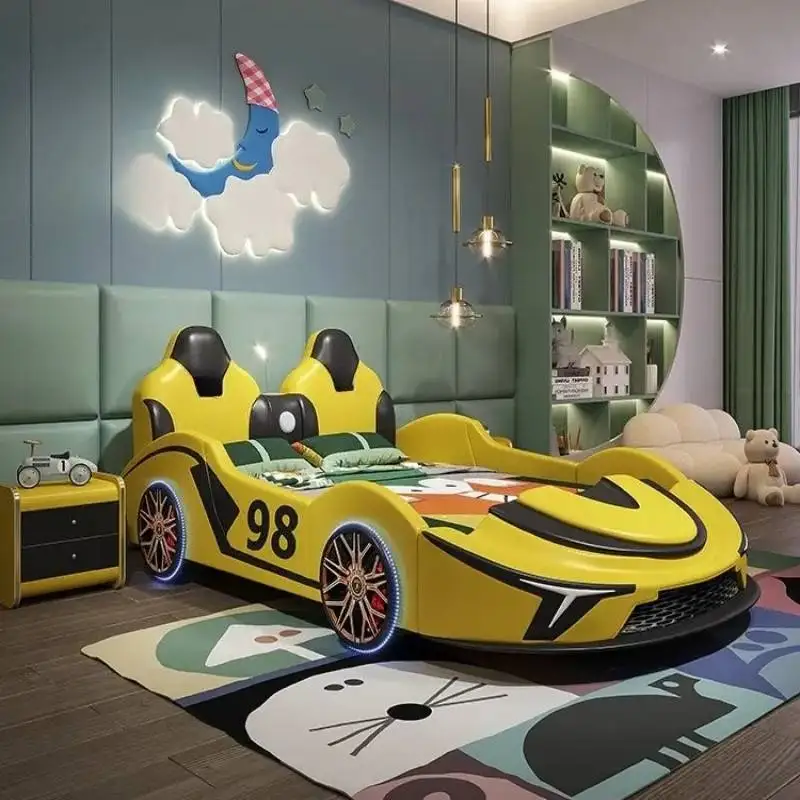 تخزين أصفر لسرير الأطفال ديكور بسيط أبيض خشبي مخصص سرير أطفال تصميم فردي حديث Lettino Per Bambini أثاث منزلي