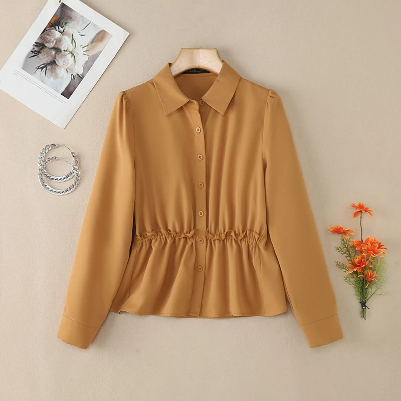 ZANZEA Fashion Women Lapel Neck Long Sleeve Shirt 2026 Spring Autumn Blouse Casual Solid Button Blusas Stylish Flounce Work Tops