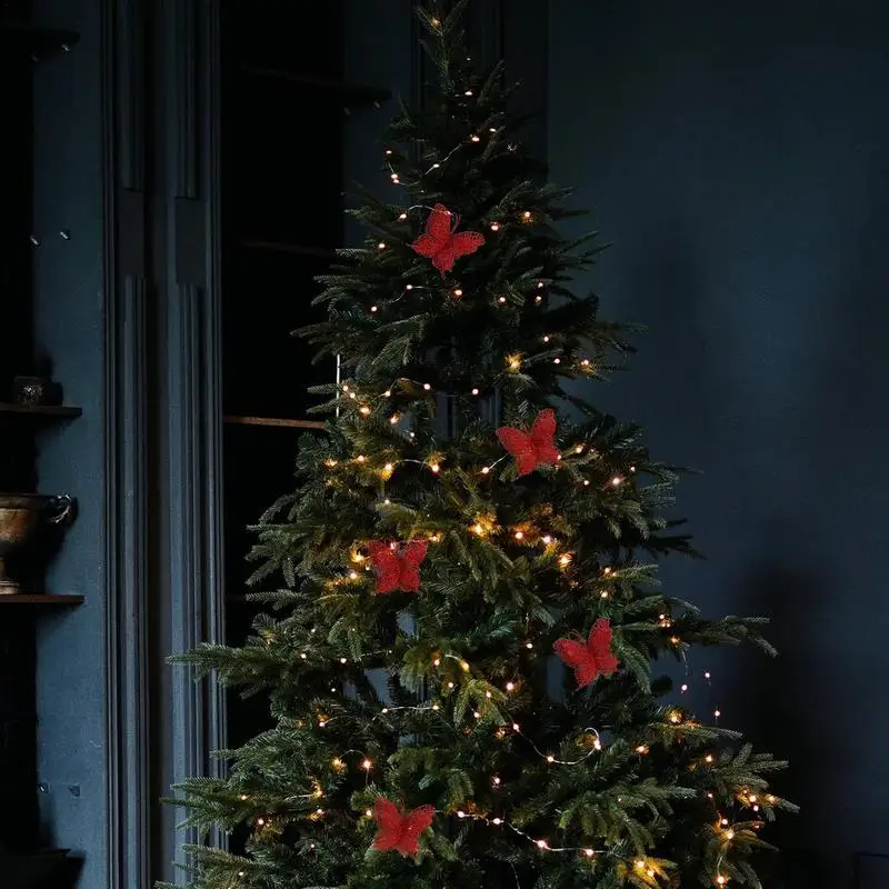 Butterfly Christmas Ornament Glittery Butterfly Clips For Tree Decorations Sequins Butterfly Clips For Table Studying Room