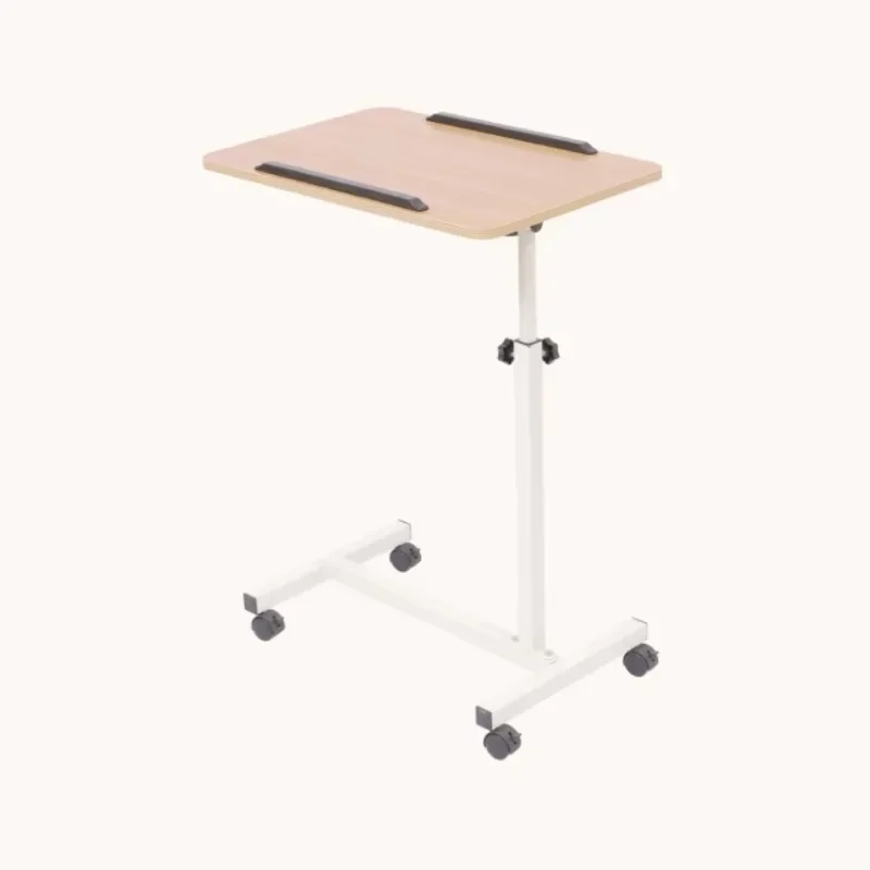 Hospital height adjustable patient food table anti-lock braking system easy to move hospital bedside table