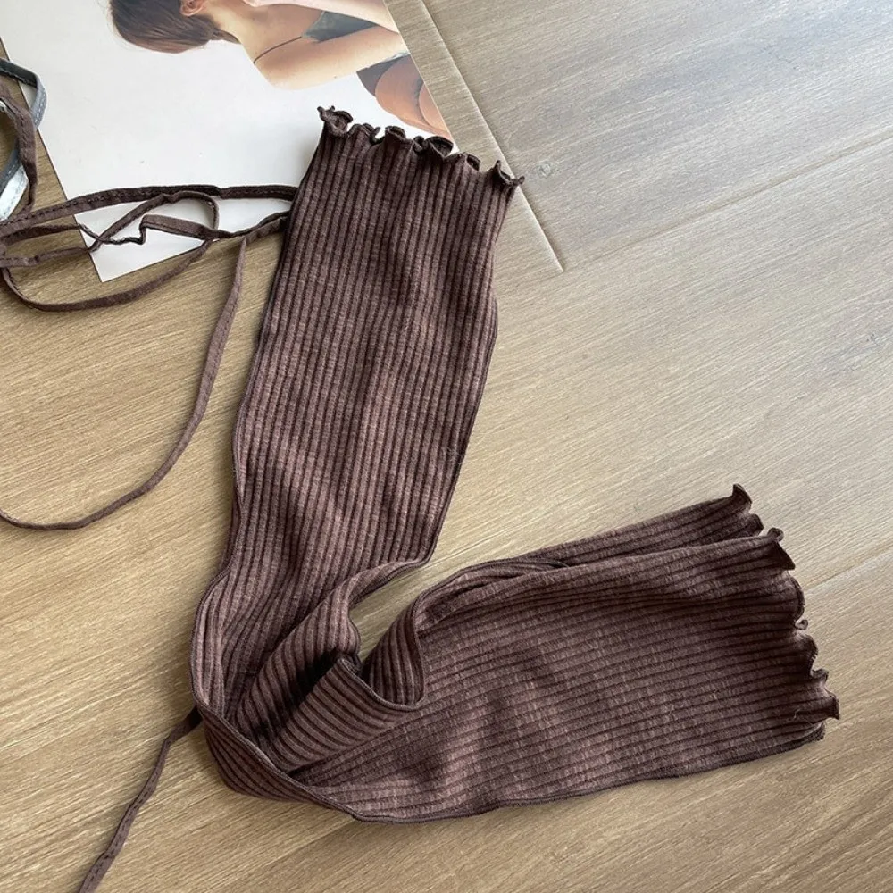 Y2K Strappy Balletcore تدفئة الساق الركبة عالية الموتير Selvedge الجوارب فضفاضة غطاء للقدم بلون الأحذية الدافئة غطاء النساء #2