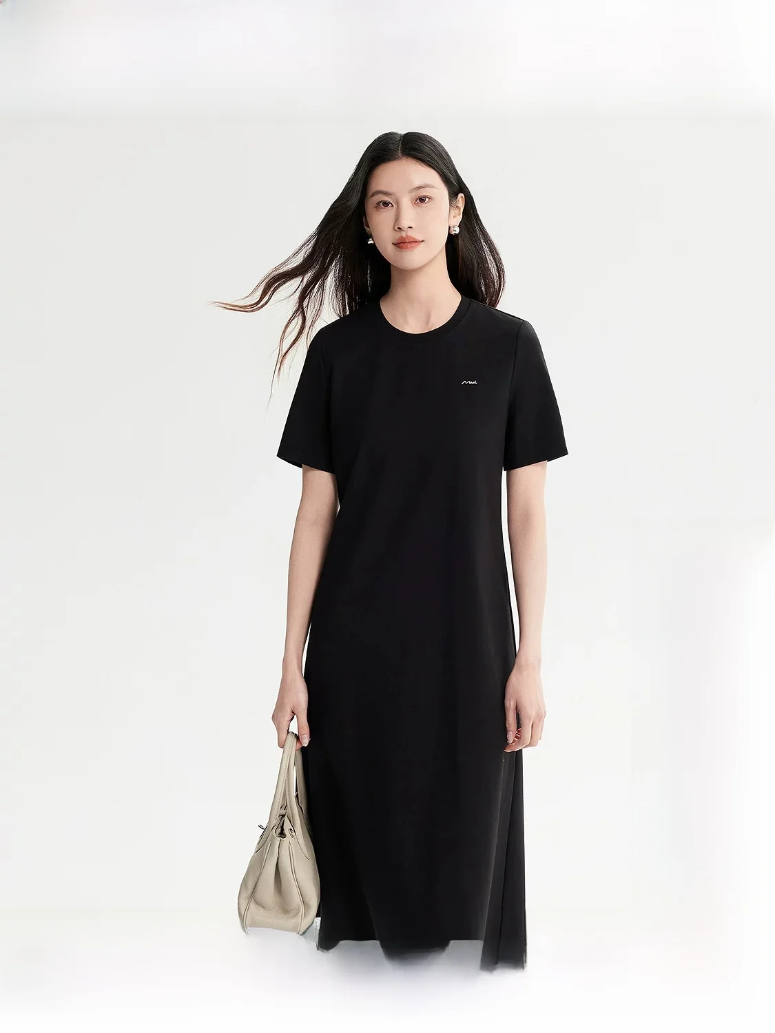 Vestido largo de moda para mujer, estilo simple, para ir al trabajo, novedad de verano 2026, Ele round Ne ort Sve Dr Infini