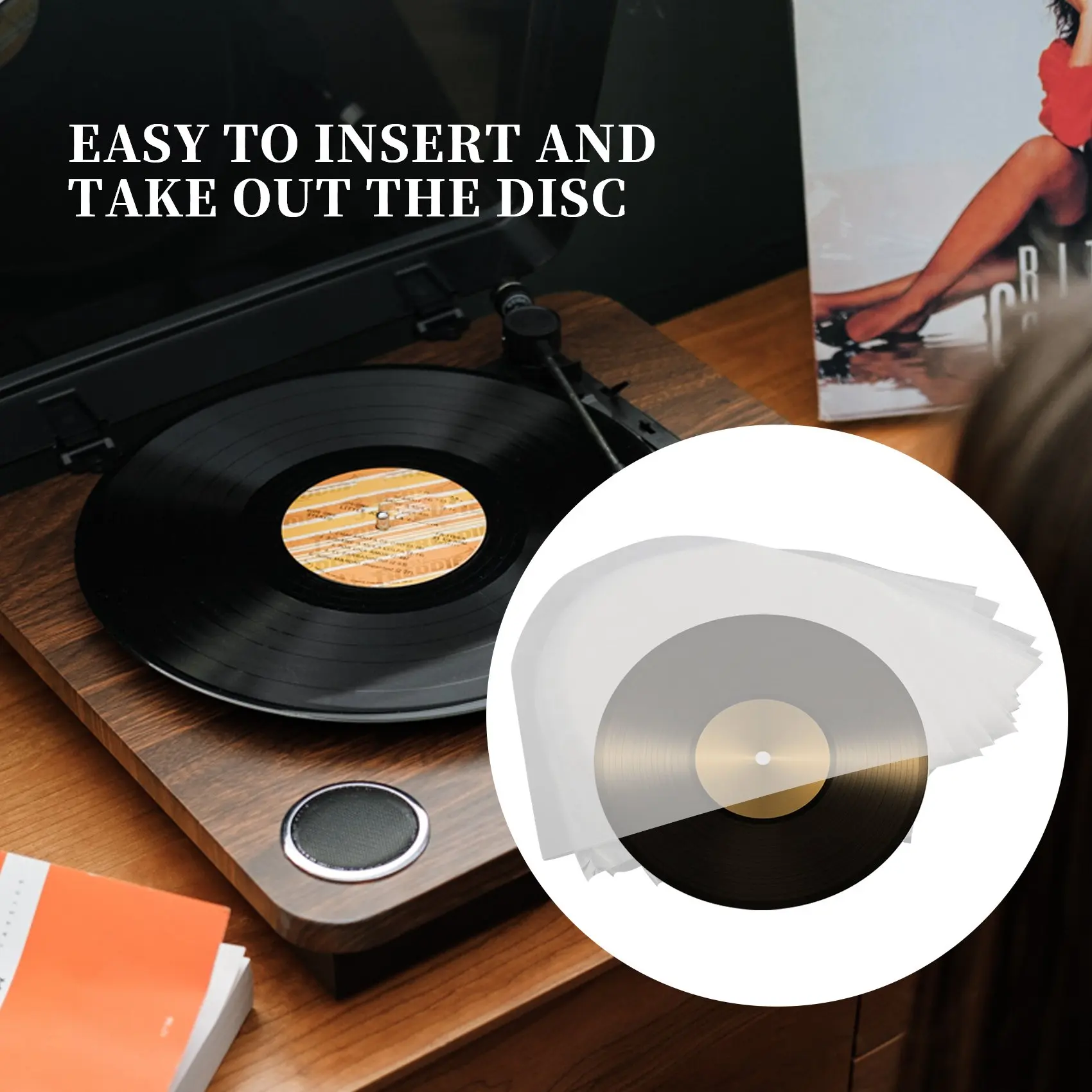 A01F-12 Inch Vinyl Record Protecter LP Record Plastic Bags Anti-Static Record Sleeves Outer Inner Plastic Clear Cover Container