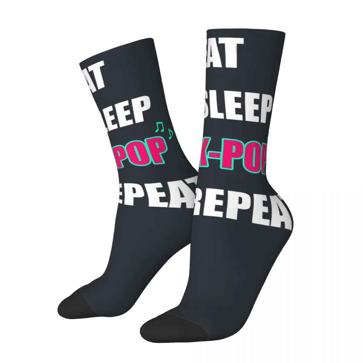 Calcetines Retro con estampado para hombre, medias divertidas con estampado de My Daily Life Cycle, Eat Sleep, k-pop Repeat, Kpop Hip, novedad