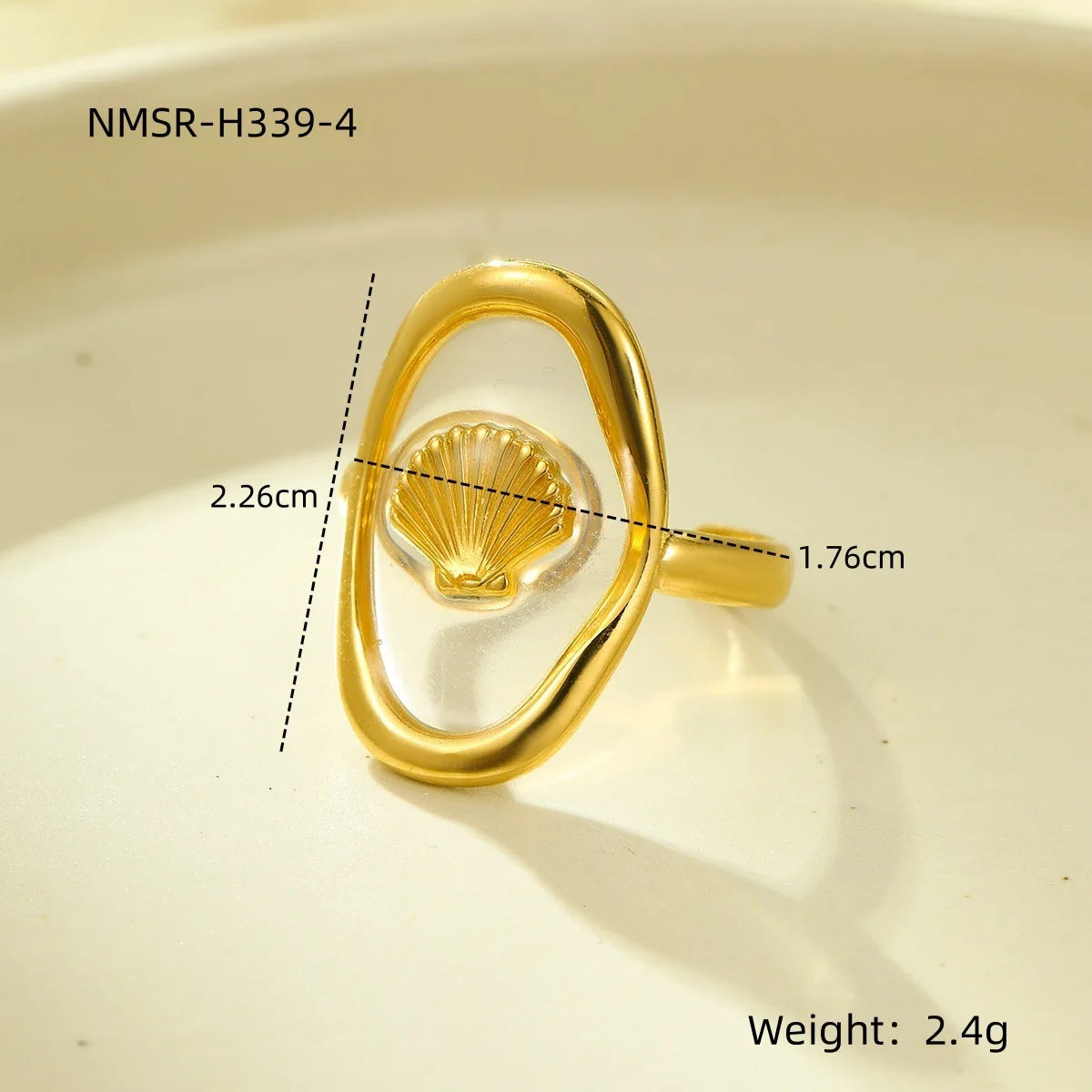 NIMAI Bohemian Ocean Style Starfish Shell Open Ring Women Stainless Steel Geometric  Adjustable Ring