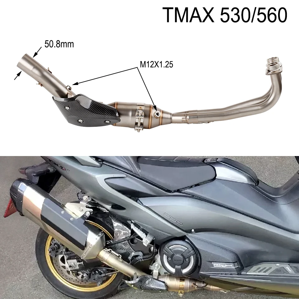 Motorrad-Auspuffanlage Verbindungsrohr für YAMAHA TMAX530 TMAX560 2020-2026 TMAX560 Schalldämpfer T-MAX 530 Auspuff Euro 5+
