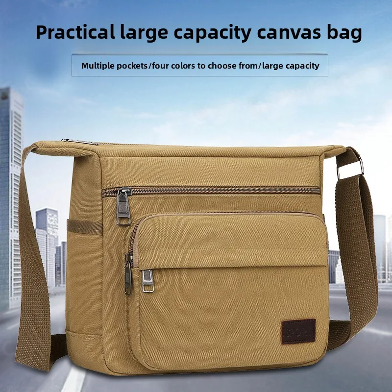 

Casual Canvas Bag Single oulder Travel Men's Bag Multi-layer Crossbody Bapa Leisure Diagonal Sling Bag Busin Bag
