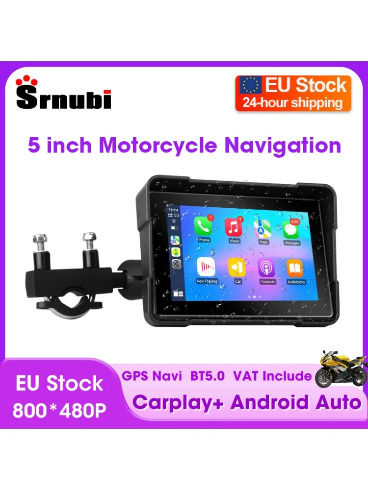 Srnubi 5 Zoll Carplay Motorrad Tragbare Navigation GPS Motorrad DVR Unterstützung Android Auto Bluetooth Wasserdicht Airplay Monitor