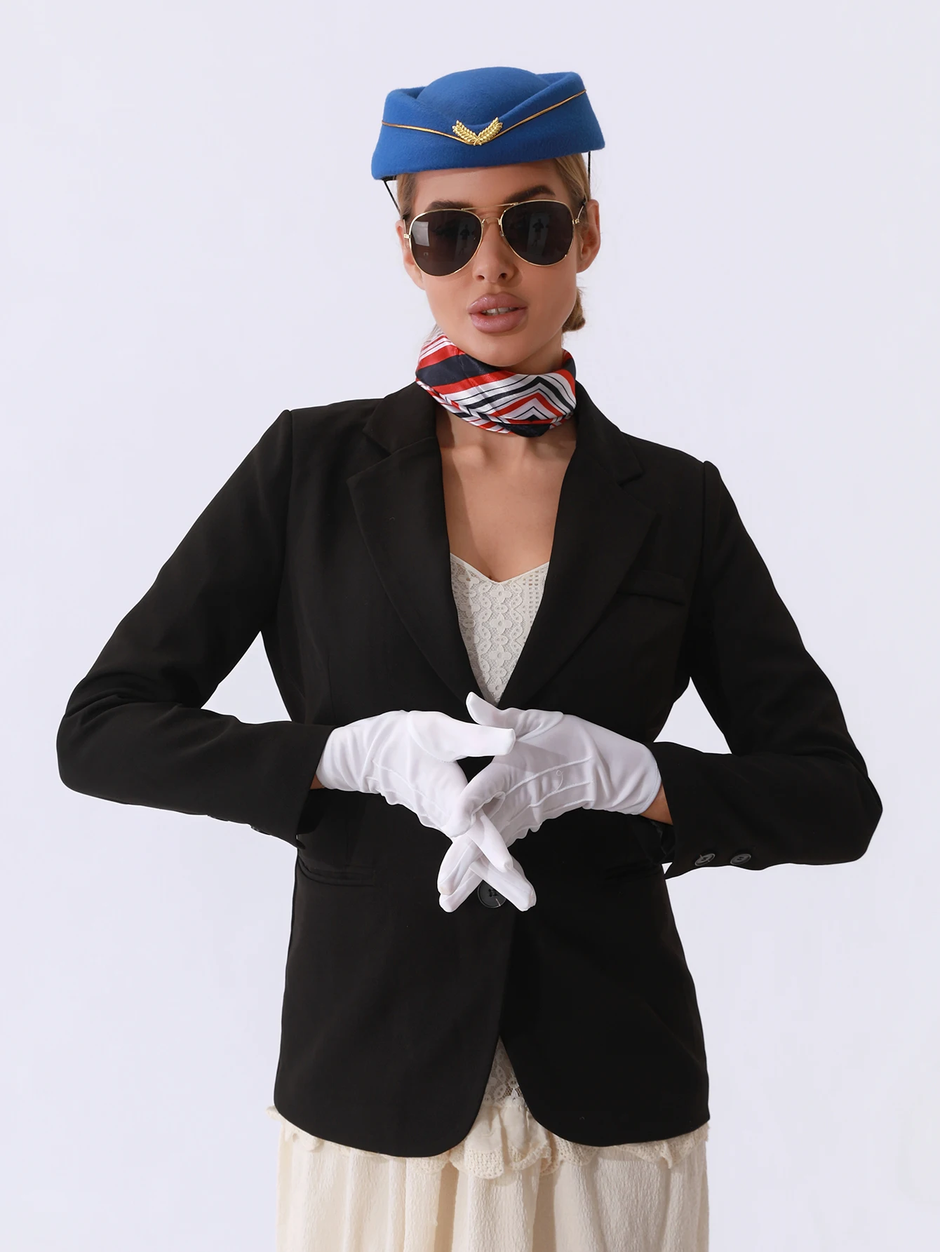 Kit Hôtesse de l'Air – Chapeau, Foulard, Gants et Lunettes – photo 5