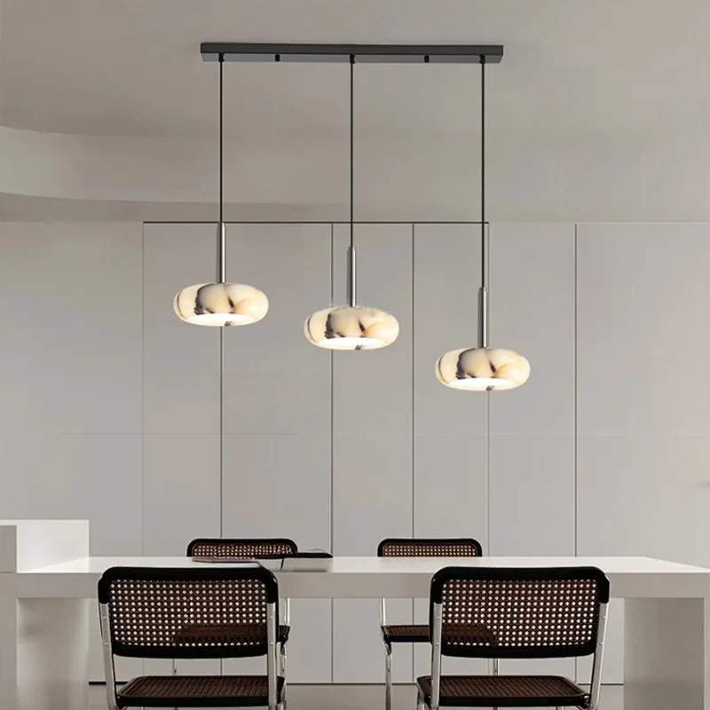 

2025 NEW Marble Flush Mount Ceiling Light Black Vein Stone Metal Brass Finish Round Square Dimmable Lustre