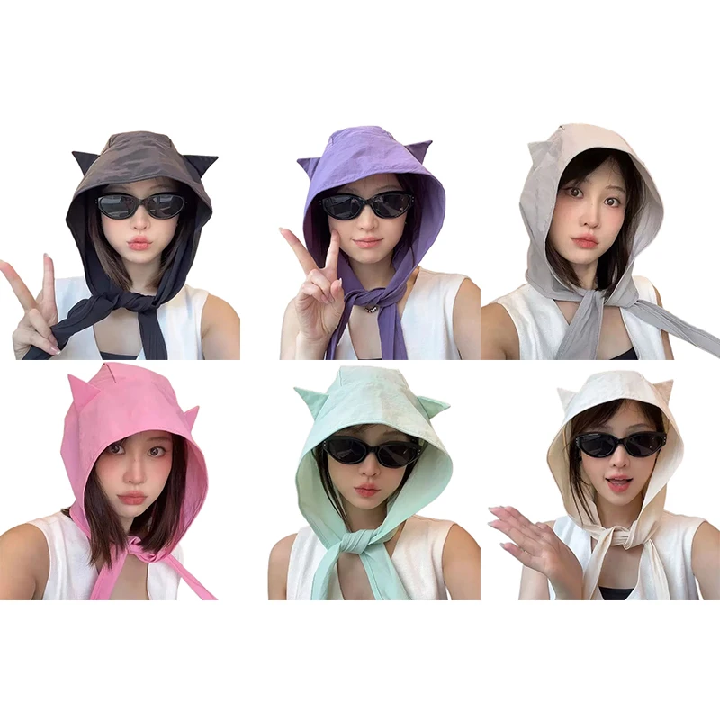 Quick Dry UPF 50 Sun Hat Cat Ear Bandana Design Adjustable Tie for Women Teens Outdoor Sports Hiking Cycling Beach Breather Mesh
