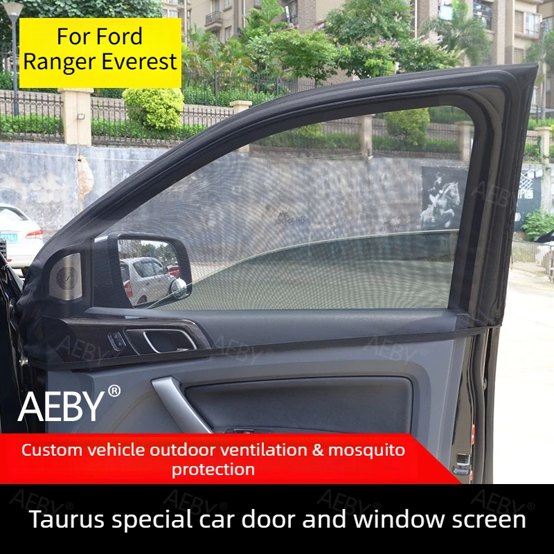 For Ford Ranger Everest 2015-2021 Car window sunshade net, mosquito net, anti-UV, breathable,Stretchable to protect privacy