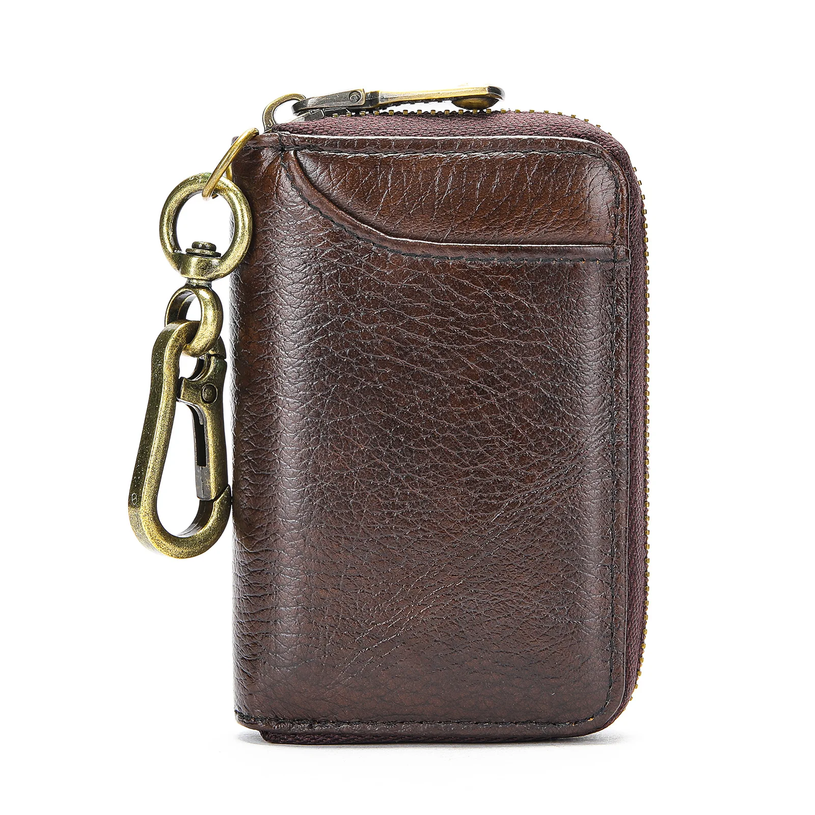 

Genuine Leather Keychain Men Key Holder Organizer Pouch Coin Purse Cow Split Car Key Wallet Housekeeper Key Case Mini Card Bag