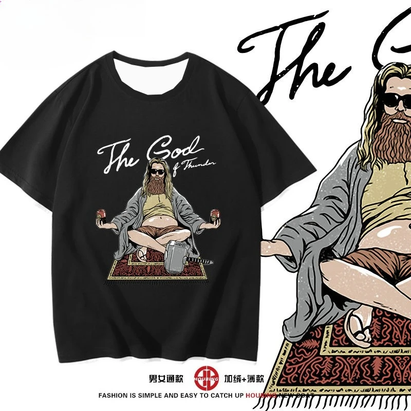 Avengers Thor Marvel Fat Guy T-shirt met lange mouwen voor heren en dames; T-shirt met 3D-top met korte mouwen en ondergangstijl