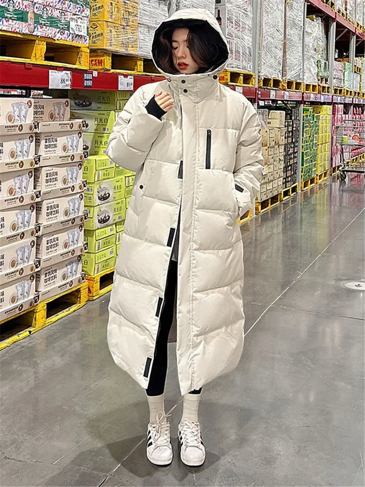 Winter Long Coat with Hood Women 2023 New Fashion Long Loose Thick Warmth Hooded Parkas Jacket Clothing