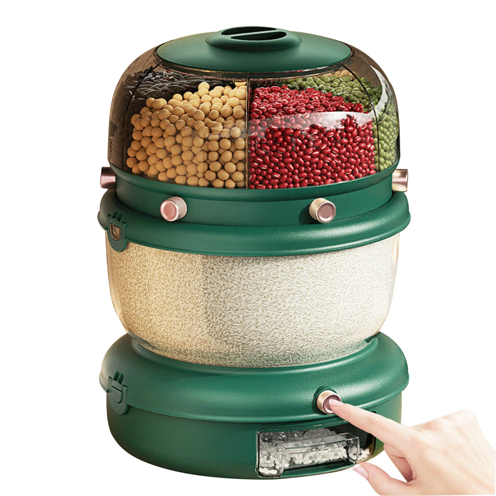 

Rotatable Rice Barrels Sealed Cereal Dispenser Moisture Proof Grain Dispenser with Lid Kitchen Food Storage Container