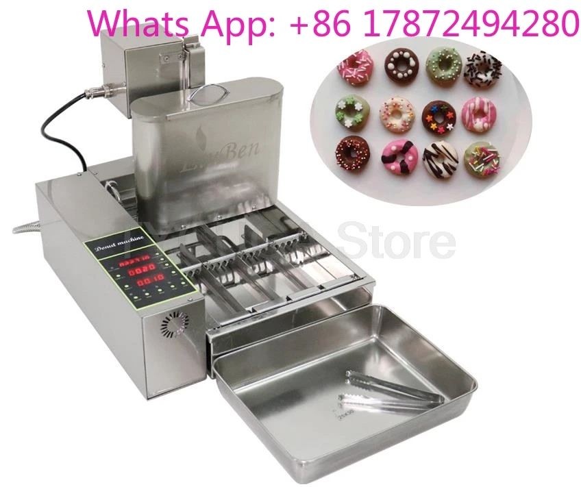 

4 Row Electric Donut Maker Machine Automatic Digital Display Mini Circle Donut Fried Fryer Doughnut Equipment 800-1000Pcs/H