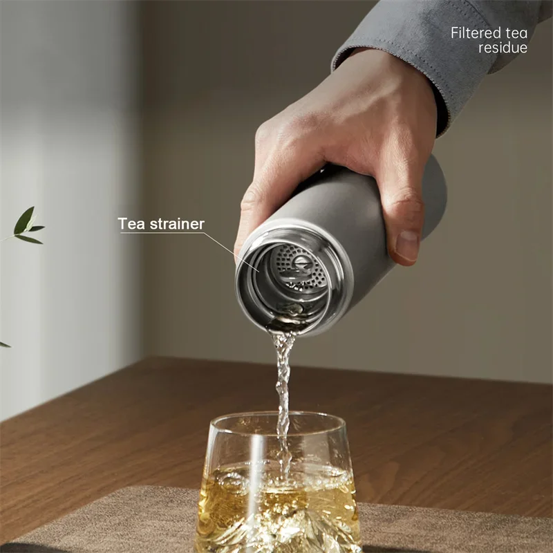 كوب ترمس من التيتانيوم النقي سعة 450 مل من كوكر كينج، زجاجة مياه معزولة خفيفة الوزن مع مصفاة شاي، كوب قهوة للمكتب المنزلي