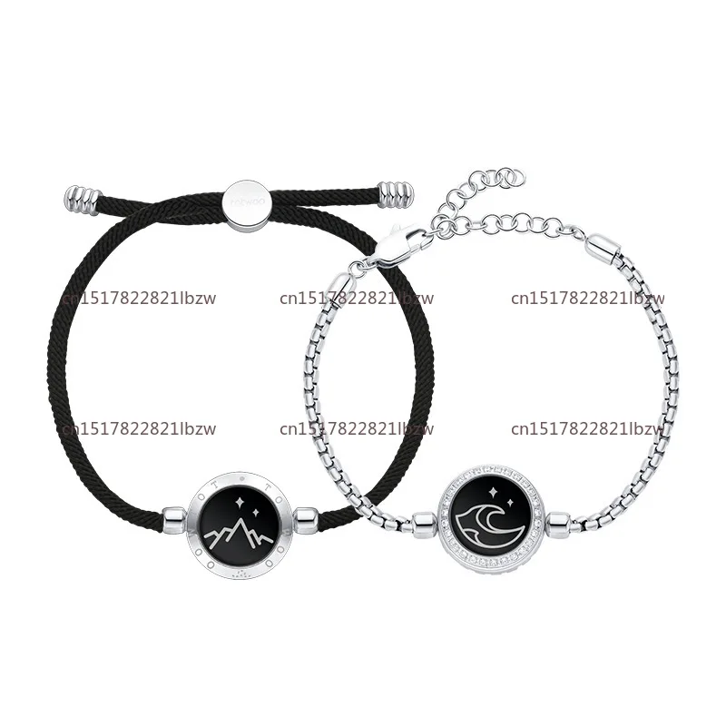 Mountain Allies Oath Full Zirconium Vibration Sensor Bracelet Intelligent Interactive Remote Love Couple Bracelet Gifts
